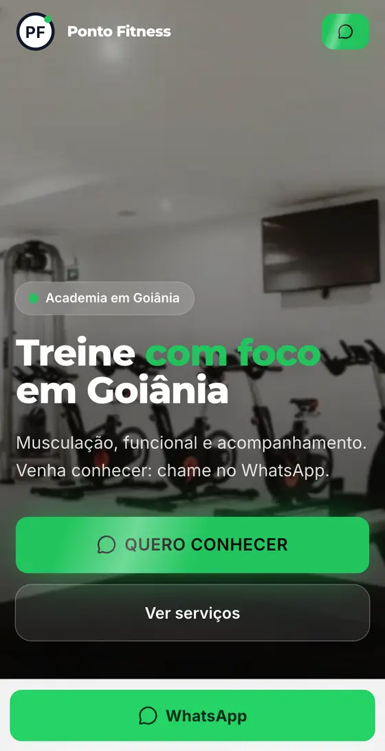 Site Ponto Fitness no celular
