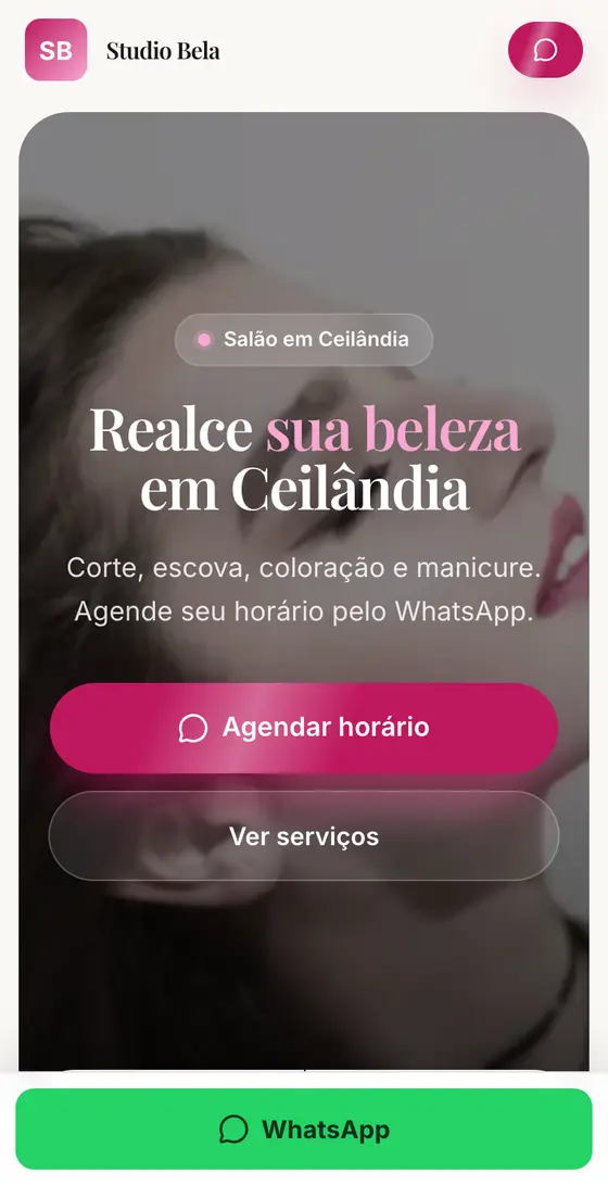 Site Studio Bela no celular